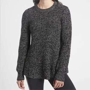 Athleta Sierra Crew Black Marl Wool Blend Sweater